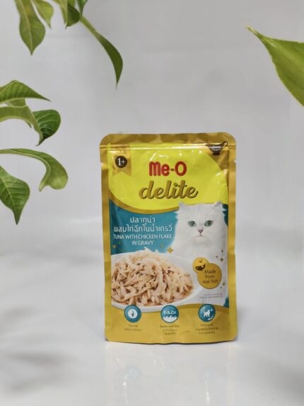 ME-O DELITE TUNA WITH CHICKEN FLAKE IN GRAVY